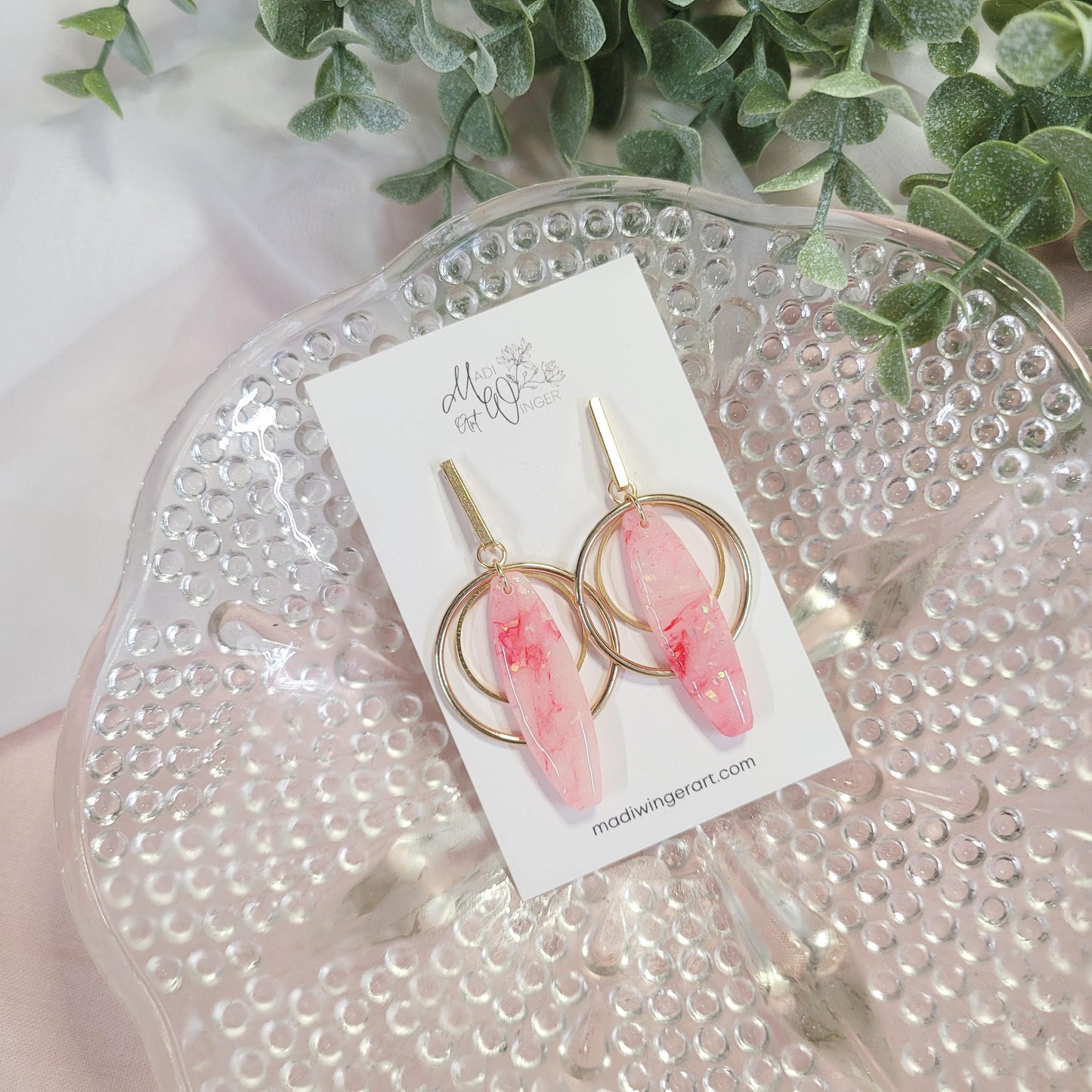 Pink Opal Geo Hoop