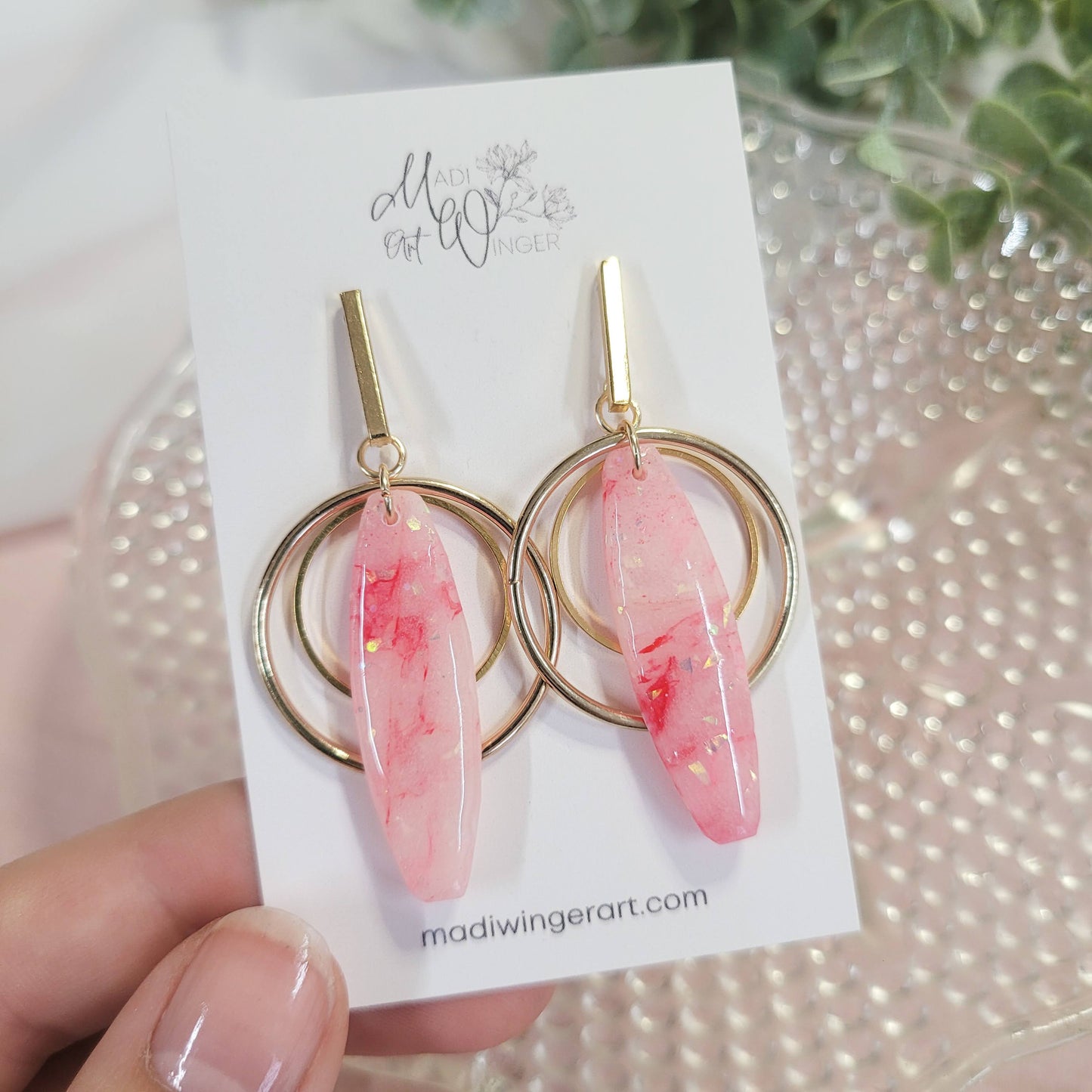Pink Opal Geo Hoop
