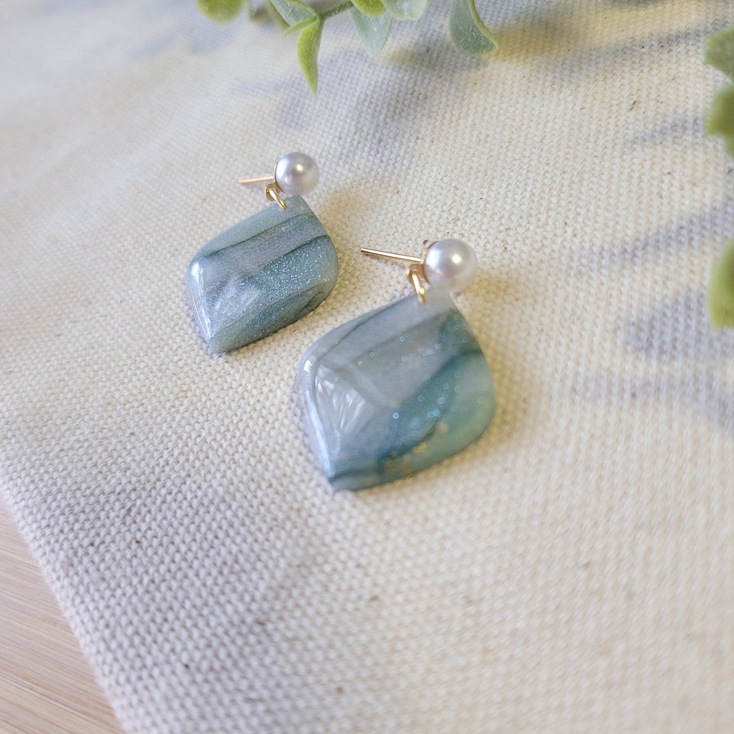 Sage Green Agate Pointed Drop