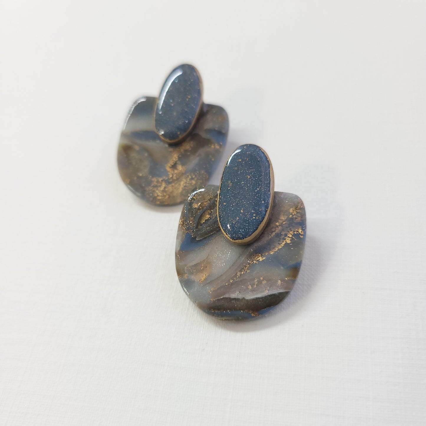 Brown/Blue Agate Statement Stud