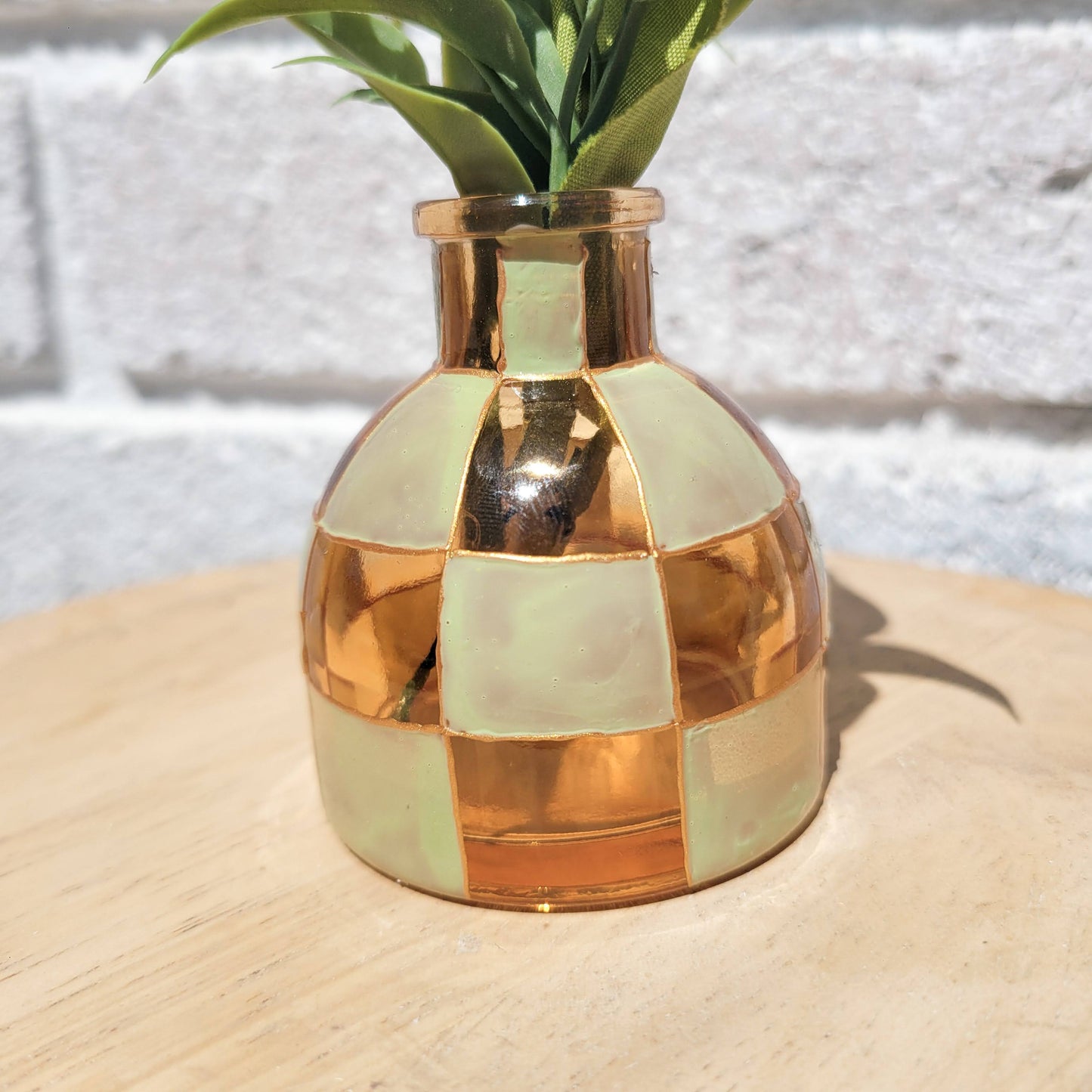 Sage Checkered Vase