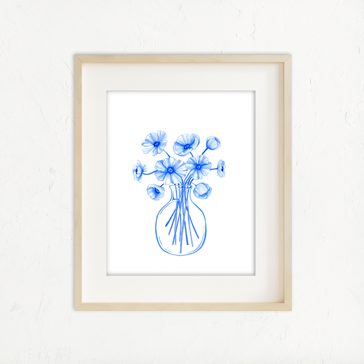 Monochrome Blue Poppies