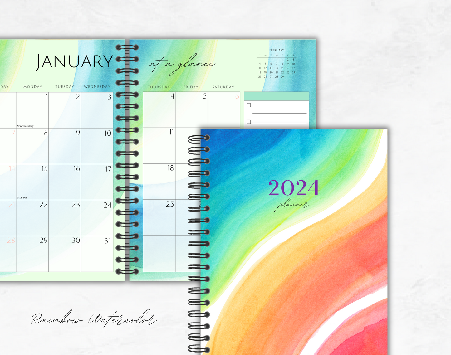 Rainbow Watercolor Planner