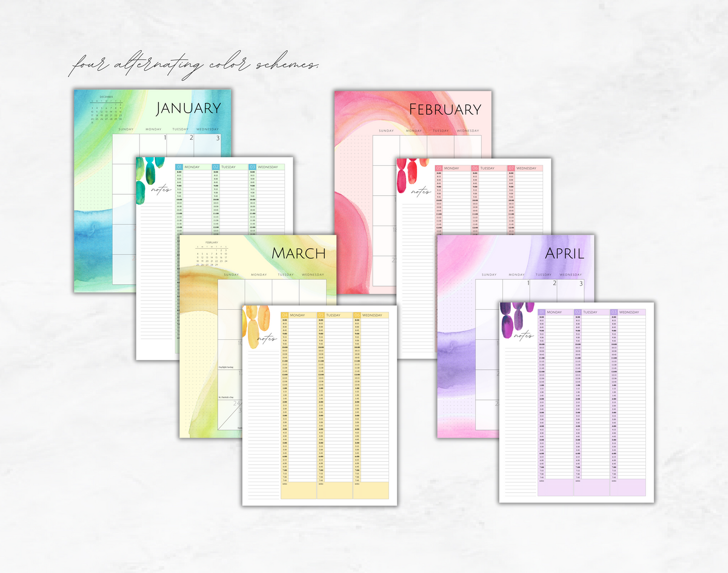 Rainbow Watercolor Planner