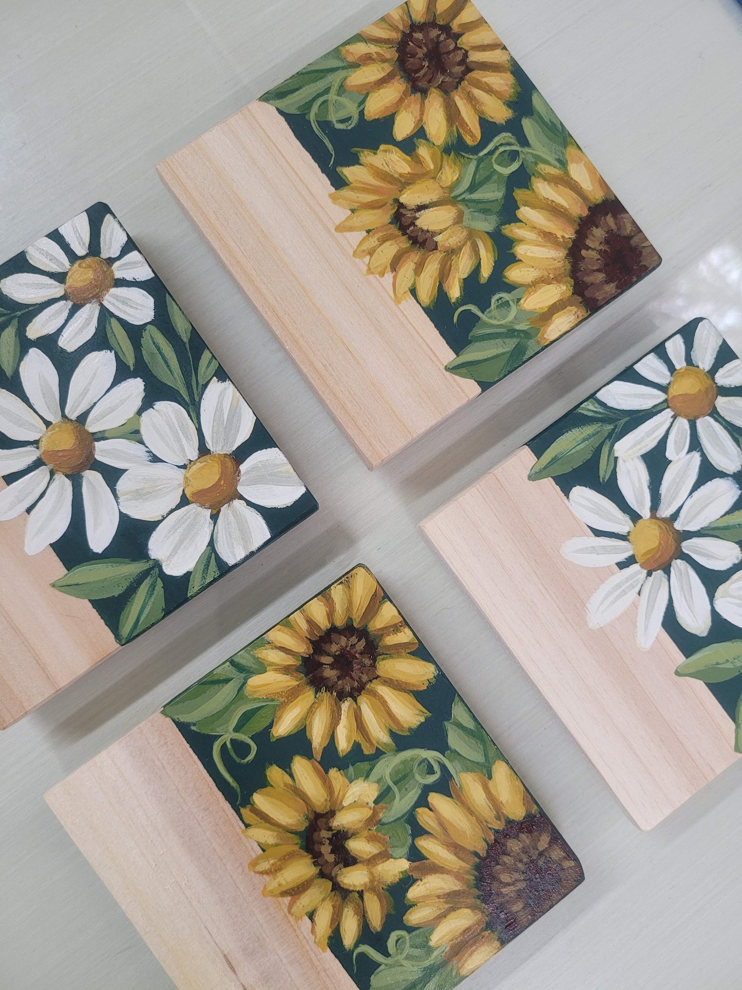 Emerald Sunflower/Daisy Coaster Set