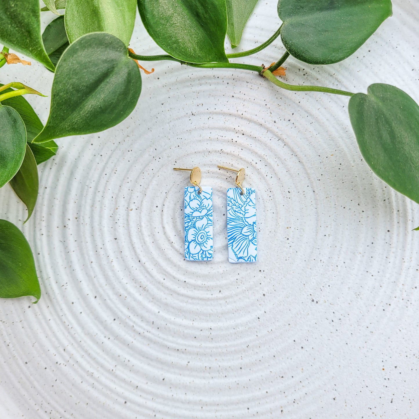 Blue Floral Rectangle