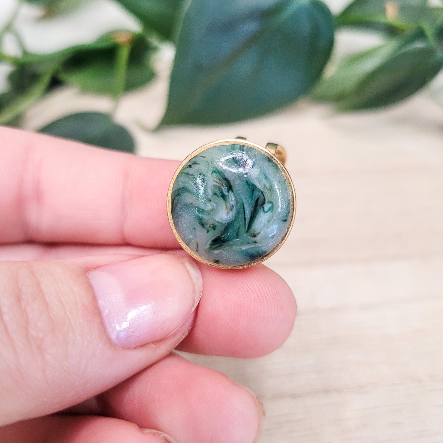 Tree Moss Agate Adjustable Ring