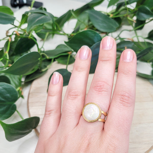 Opal Pearlescent Adjustable Ring