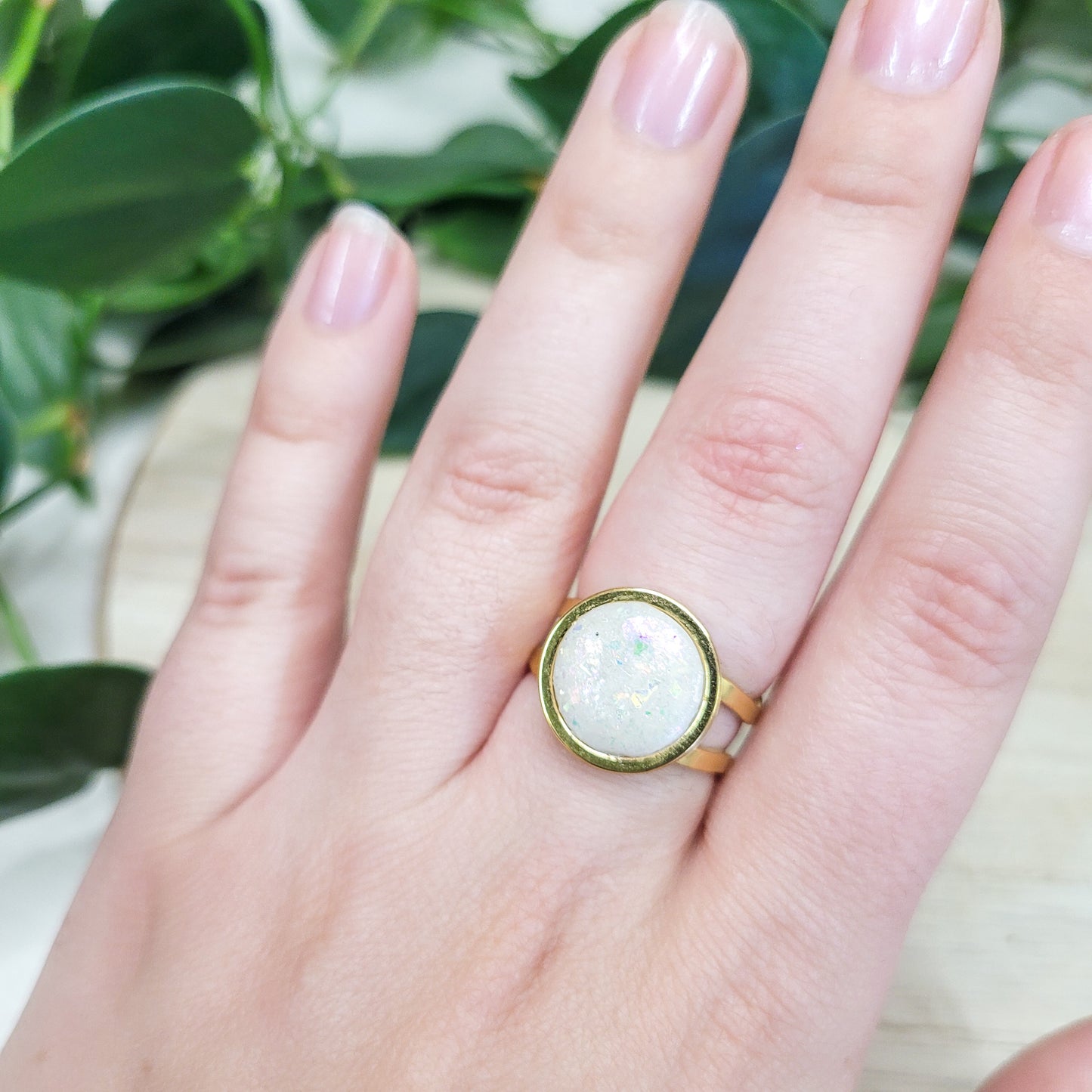 Opal Pearlescent Adjustable Ring