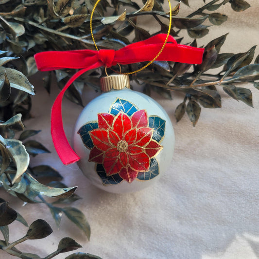 Poinsettia 2024 Glass Ornament