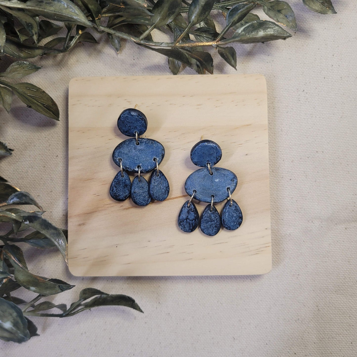 Navy Textured Dangle