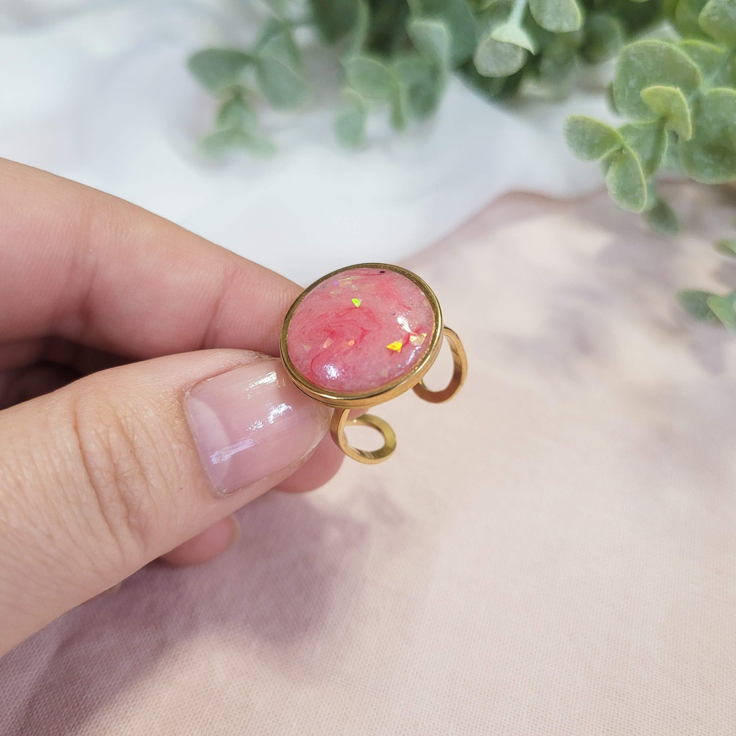 Pink Opal Adjustable Ring