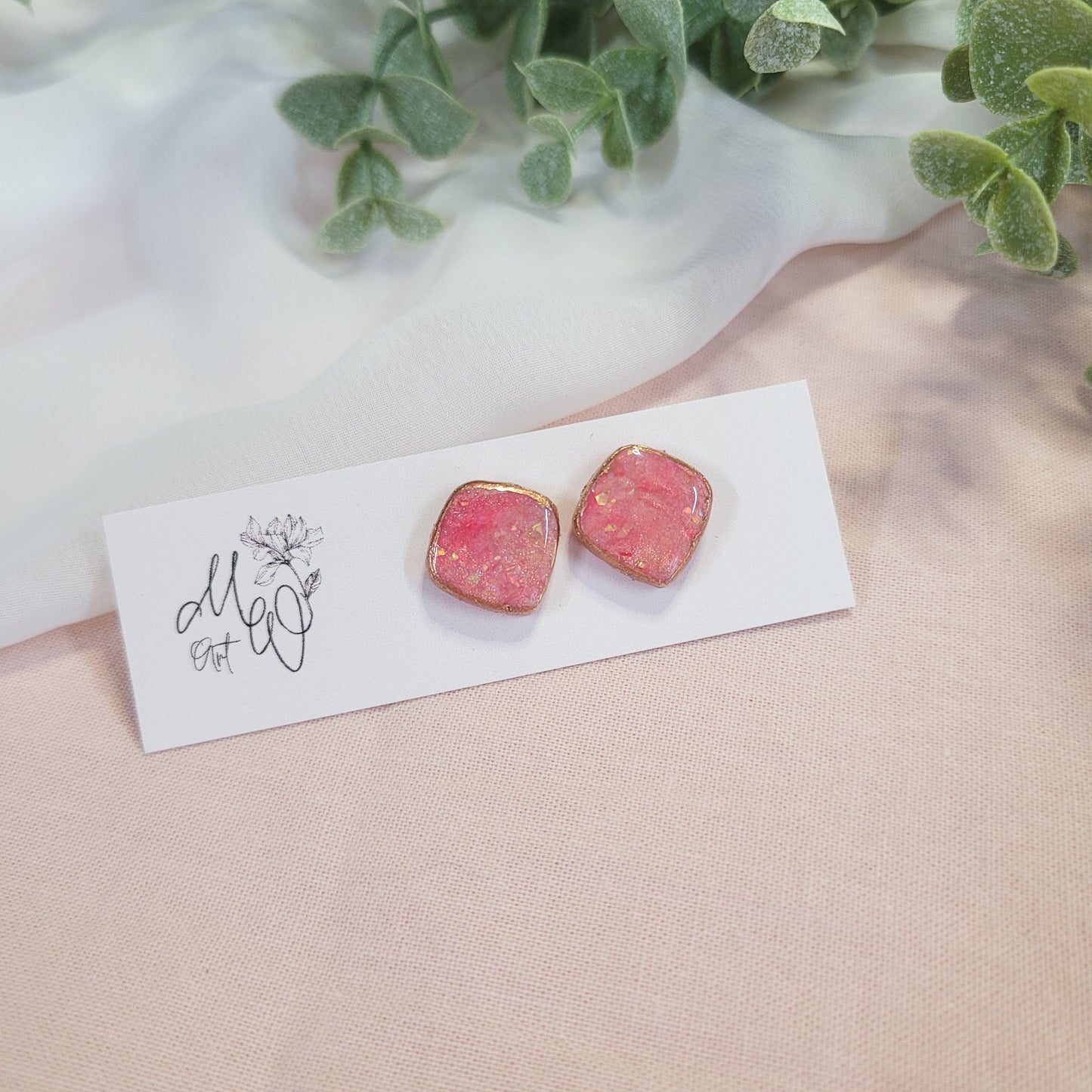 Pink Opal Studs