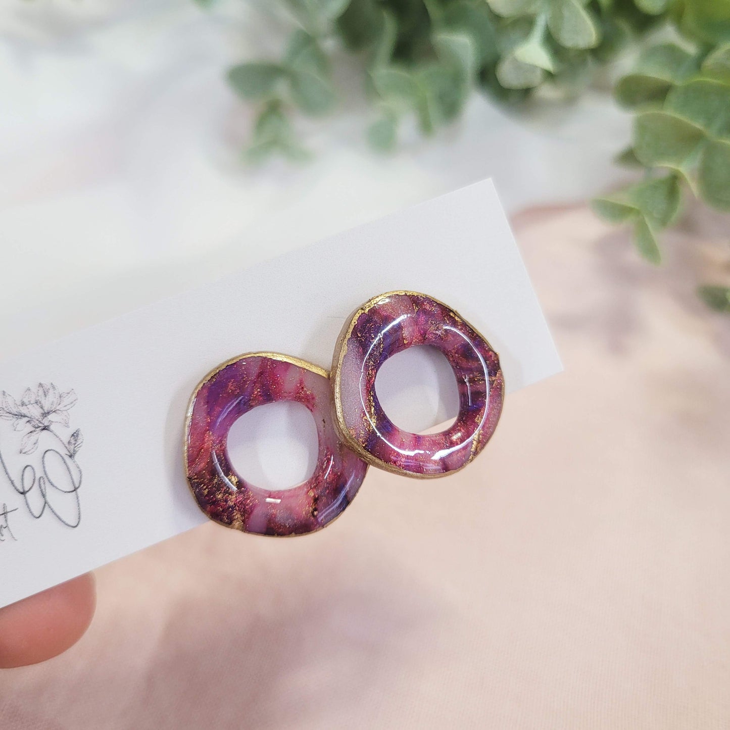 Magenta Circle Statement Stud