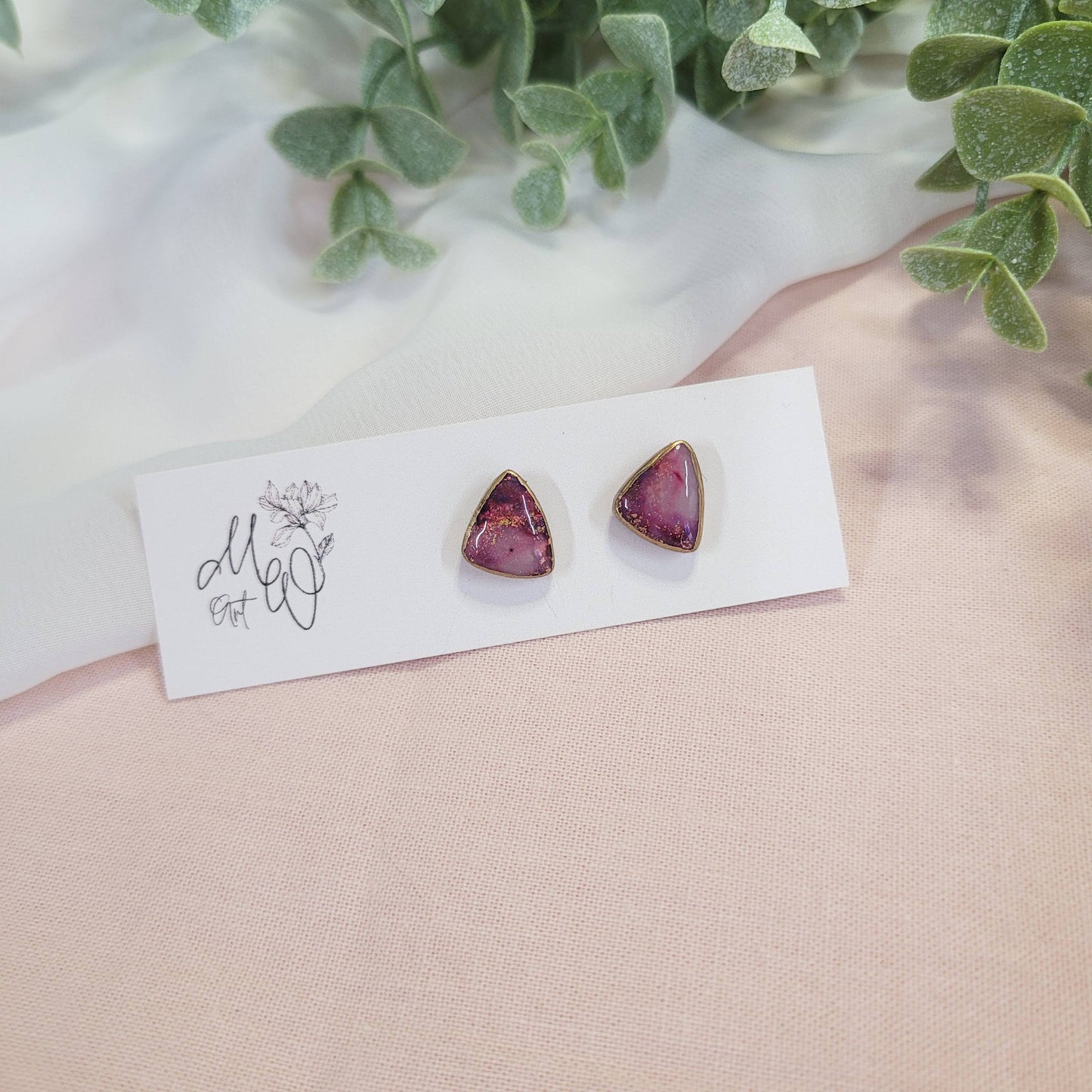 Magenta Triangle Stud