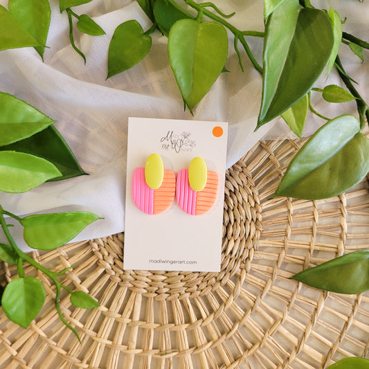 Neon Color block Layered Oval
