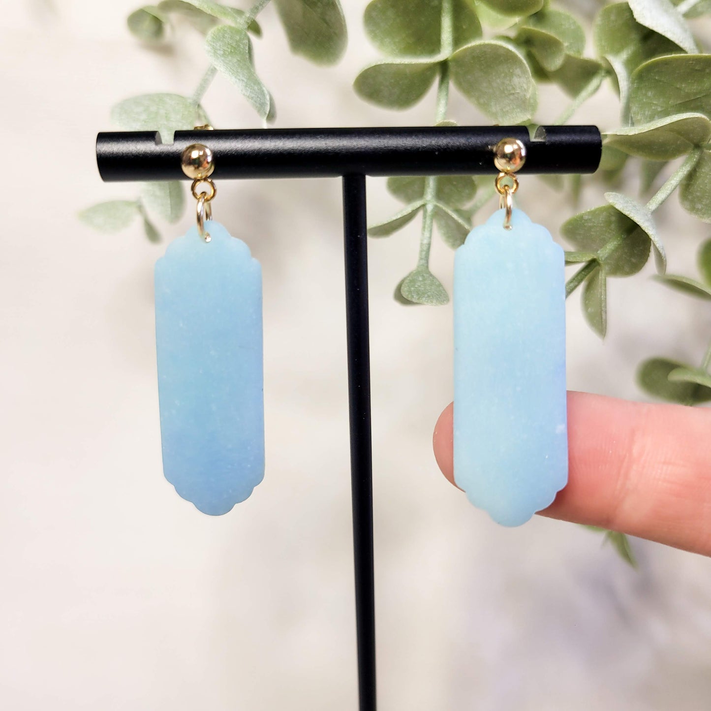 Matte Blue Scallop Rectangle