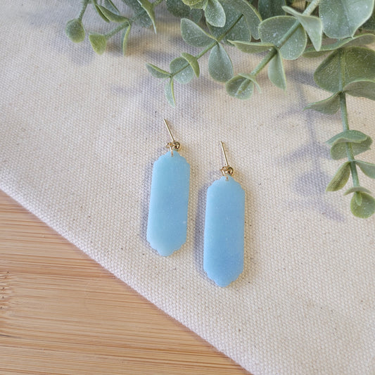 Matte Blue Scallop Rectangle