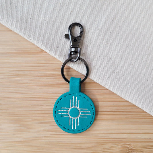 Teal Zia Keychain