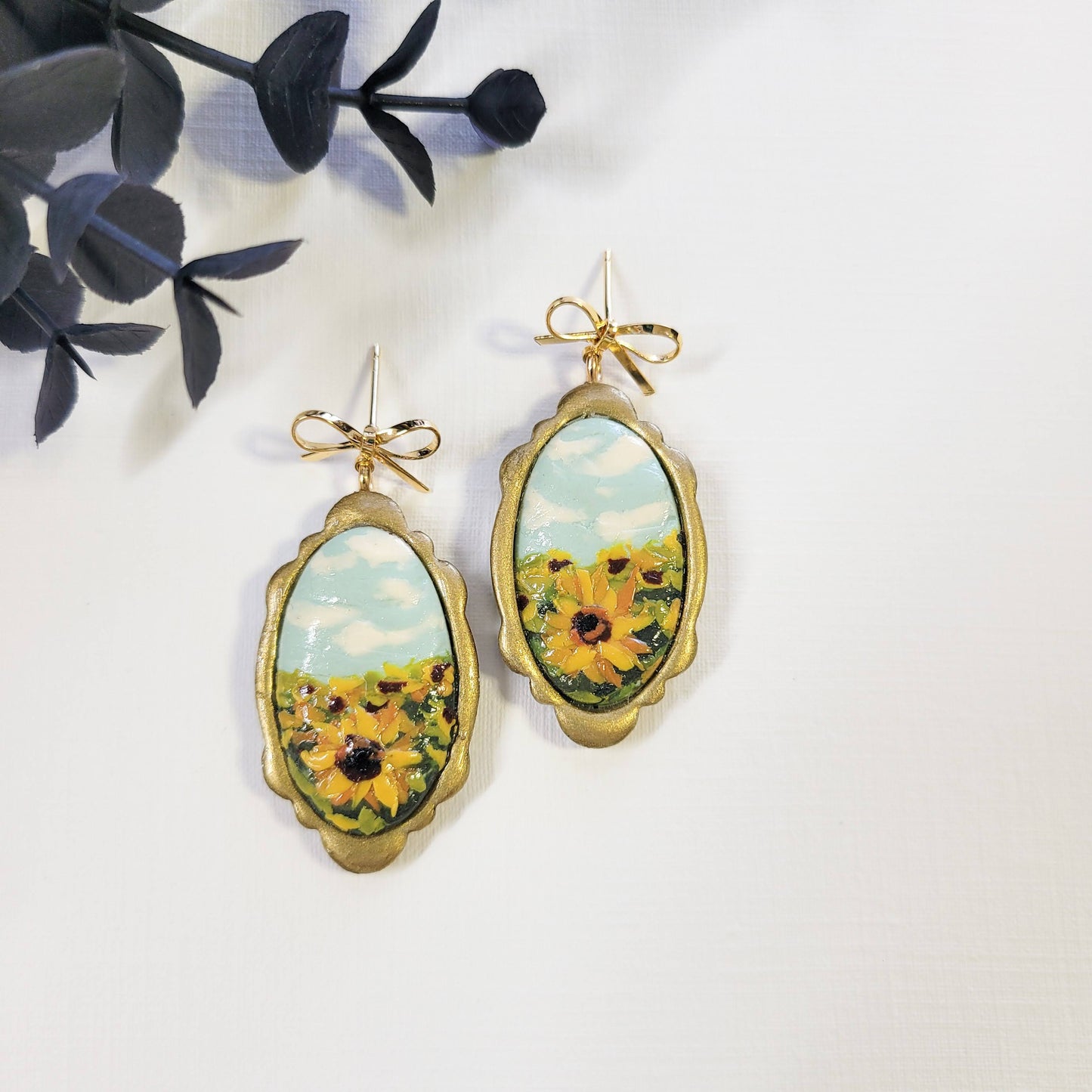 Painted Sunflowers Oval Frame