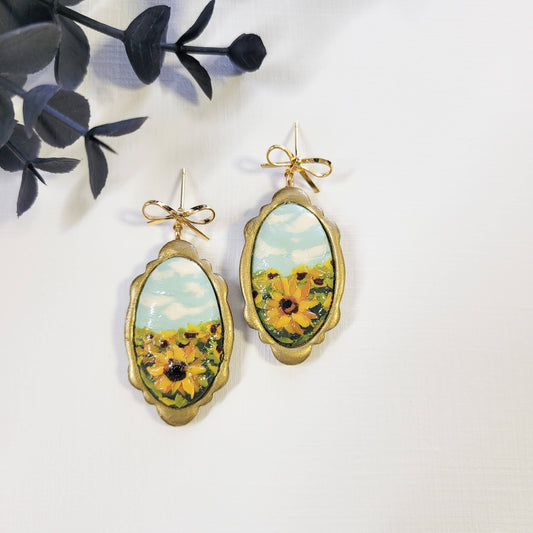 Painted Sunflowers Oval Frame