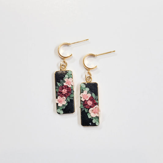 Gold Floral Rectangle Frame- Pink
