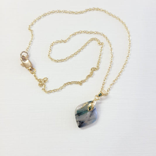 Moss Teardrop Necklace