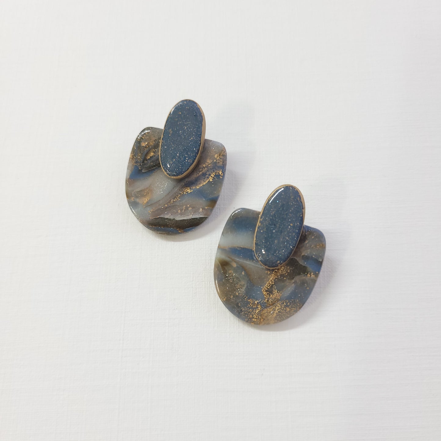 Brown/Blue Agate Statement Stud