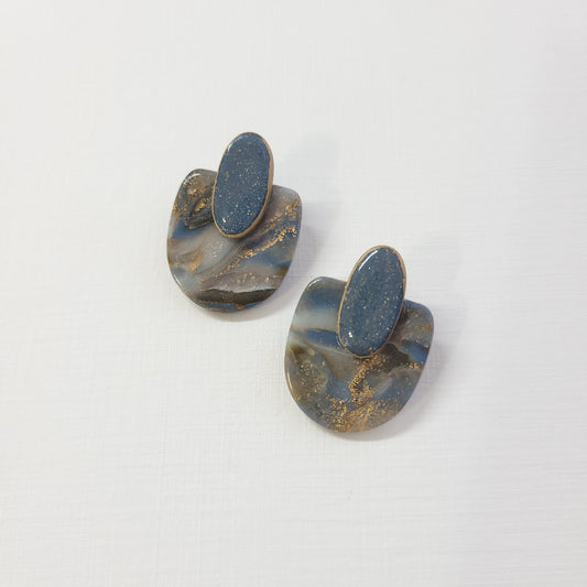 Brown/Blue Agate Statement Stud