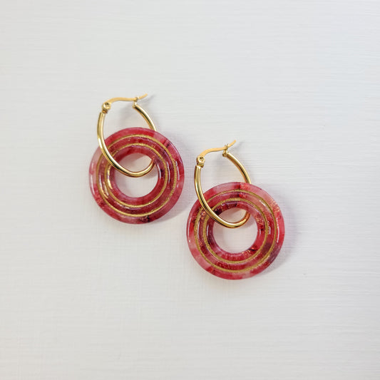 Crimson Agate Hoop