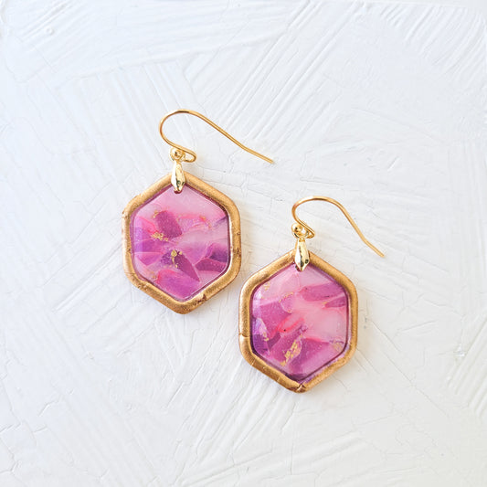 Magenta Agate Hexagon