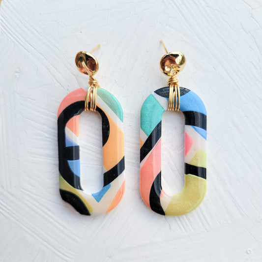 Pastel Neon Oval Hoop