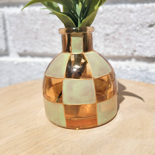Sage Checkered Vase