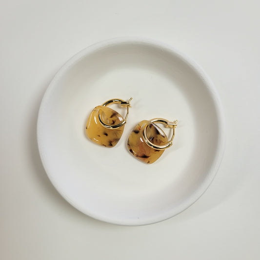 Tortoise Shell Mini Hoop- Amber