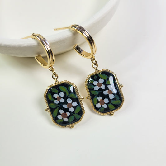 Handpainted B/W Floral