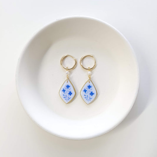 Blue Floral Teardrop