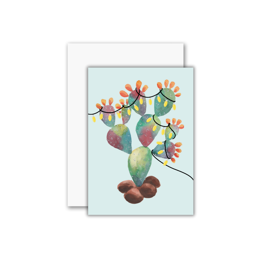 Prickly Pear Christmas Lights Greeting Card