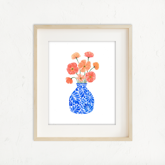 Iceland Poppies Talavera Vase