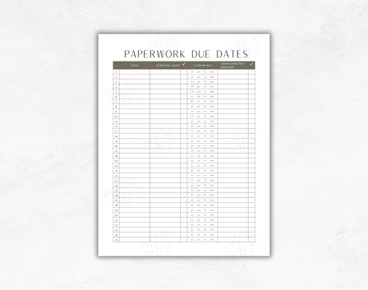 Paperwork Due Dates